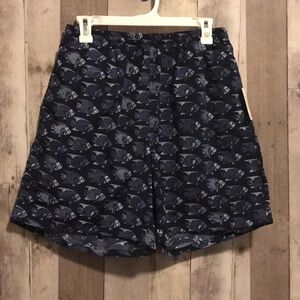 Nautica Fish Print Navy Blue Swim Trunks Medium
